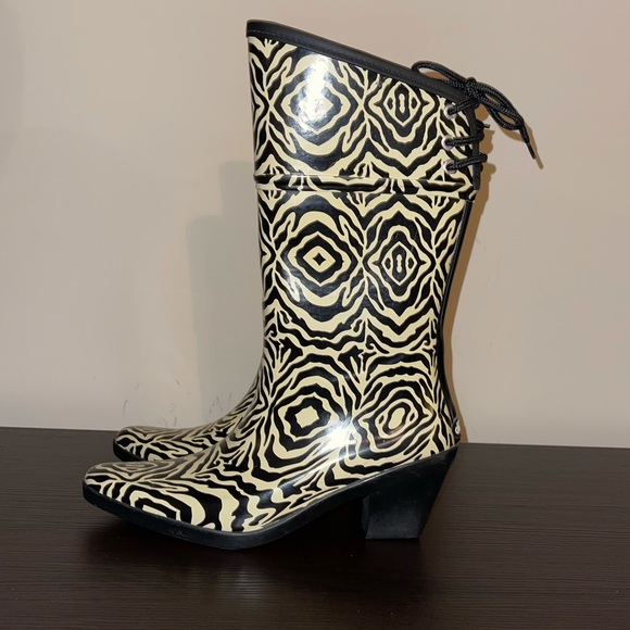 DAV Zebra Print Western Woman Rain Boots Size 6 - Picture 3 of 9